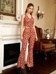 Red Vintage-Inspired Crop Top and Wide Leg Pants Set