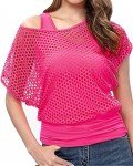 Wildparty Women's 80s 90s Off-Shoulder Neon Top