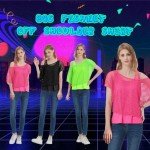 Wildparty Women's 80s 90s Off-Shoulder Neon Top