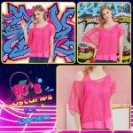 Wildparty Women's 80s 90s Off-Shoulder Neon Top