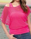 Wildparty Women's 80s 90s Off-Shoulder Neon Top
