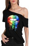 80s Retro Off-Shoulder Neon Sweatshirt Tunic