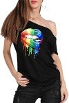 80s Retro Off-Shoulder Neon Sweatshirt Tunic