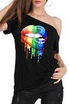 80s Retro Off-Shoulder Neon Sweatshirt Tunic