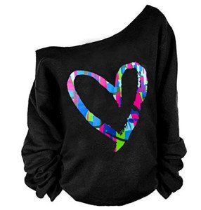 MagicMK Women's 80s Neon Off-Shoulder Sweatshirt