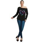 MagicMK Women's 80s Neon Off-Shoulder Sweatshirt