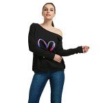 MagicMK Women's 80s Neon Off-Shoulder Sweatshirt