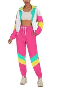 Retro Color Block 80s/90s Windbreaker Tracksuit Set