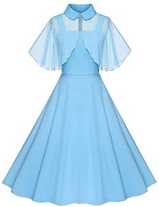 Light Blue 1950s Vintage Goth Swing Dress