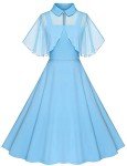 Light Blue 1950s Vintage Goth Swing Dress