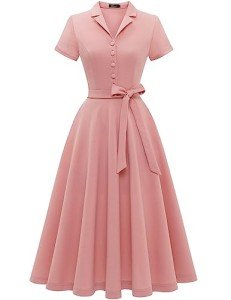 Vintage A-Line Midi Tea Party Dress for Women