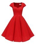1950s Vintage Red Cap Sleeve Party Dress