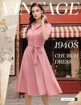 Vintage A-Line Midi Tea Party Dress for Women