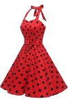 Vintage 1950s Red/Black Polka Dot Halter Dress