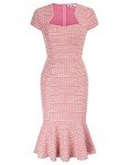 Vintage Rose Fishtail Bodycon Pencil Dress