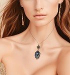 Lucky Clover Cameo Necklace with Heart Charms