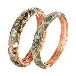 Vintage Cloisonne Enamel Rhinestone Cuff Bracelet