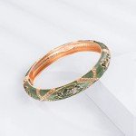 Vintage Cloisonne Enamel Rhinestone Cuff Bracelet