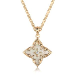 Dainty Gold Clover Necklace with Colorful Charm