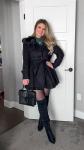 Vintage Style Black Faux Fur Trench Coat