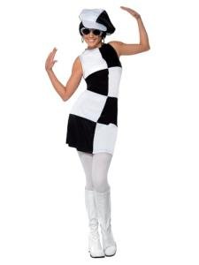 60s Black & White Party Girl Costume for Women
