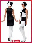 60s Black & White Party Girl Costume for Women
