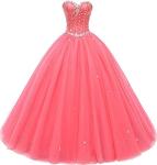Coral Sweetheart Tulle Ball Gown Prom Dress