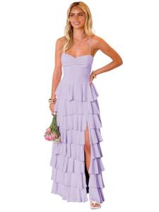 Lilac Tiered Chiffon Prom Dress for Women Size 6