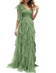 Green One Shoulder Tulle Prom Dress for Women