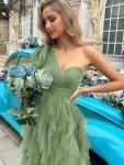 Green One Shoulder Tulle Prom Dress for Women