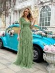 Green One Shoulder Tulle Prom Dress for Women