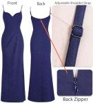 Navy Blue Ruched Spaghetti Strap Maxi Dress