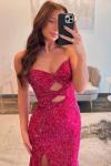 Blush Pink Sequin Mermaid Prom Dress for Teens
