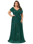 Women's Plus Size V Neck Sequin Maxi Dress
