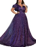 Plus Size Purple A-Line Summer Wedding Guest Dress
