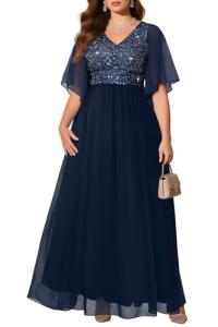 Navy Blue Plus Size Pinup Formal Evening Dress