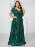 Women's Plus Size V Neck Sequin Maxi Dress