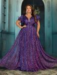Plus Size Purple A-Line Summer Wedding Guest Dress