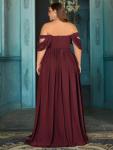 Wine Red Plus Size A-Line Chiffon Maxi Dress