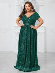 Women's Plus Size V Neck Sequin Maxi Dress