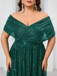 Women's Plus Size V Neck Sequin Maxi Dress