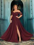 Wine Red Plus Size A-Line Chiffon Maxi Dress