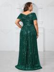 Women's Plus Size V Neck Sequin Maxi Dress