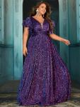 Plus Size Purple A-Line Summer Wedding Guest Dress