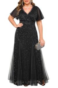 Plus Size Black Sequin Mermaid Evening Gown