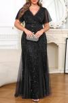 Plus Size Black Sequin Mermaid Evening Gown