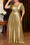 Plus Size Gold Metallic Pinup Evening Dress