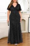 Plus Size Black Sequin Mermaid Evening Gown