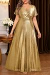 Plus Size Gold Metallic Pinup Evening Dress