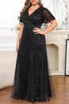 Plus Size Black Sequin Mermaid Evening Gown